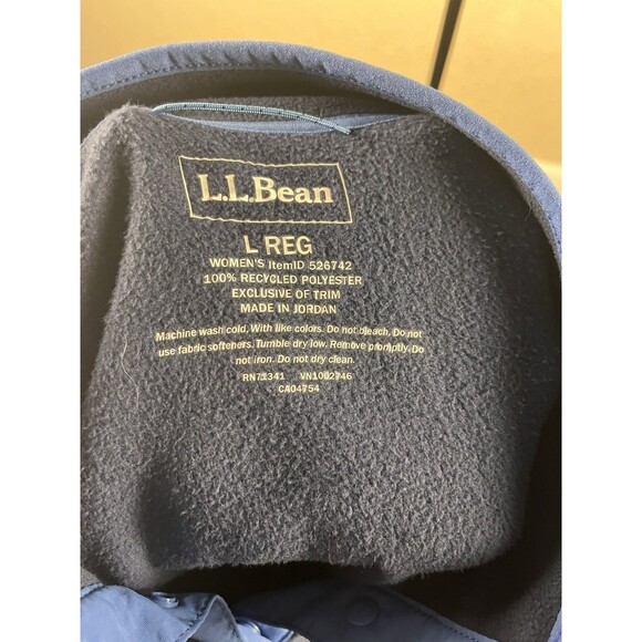 L.L. Bean Fleece Sweater Womens Large Blue Colorblock 1/4 Snap Outdoor Cabincore - Picture 8 of 9